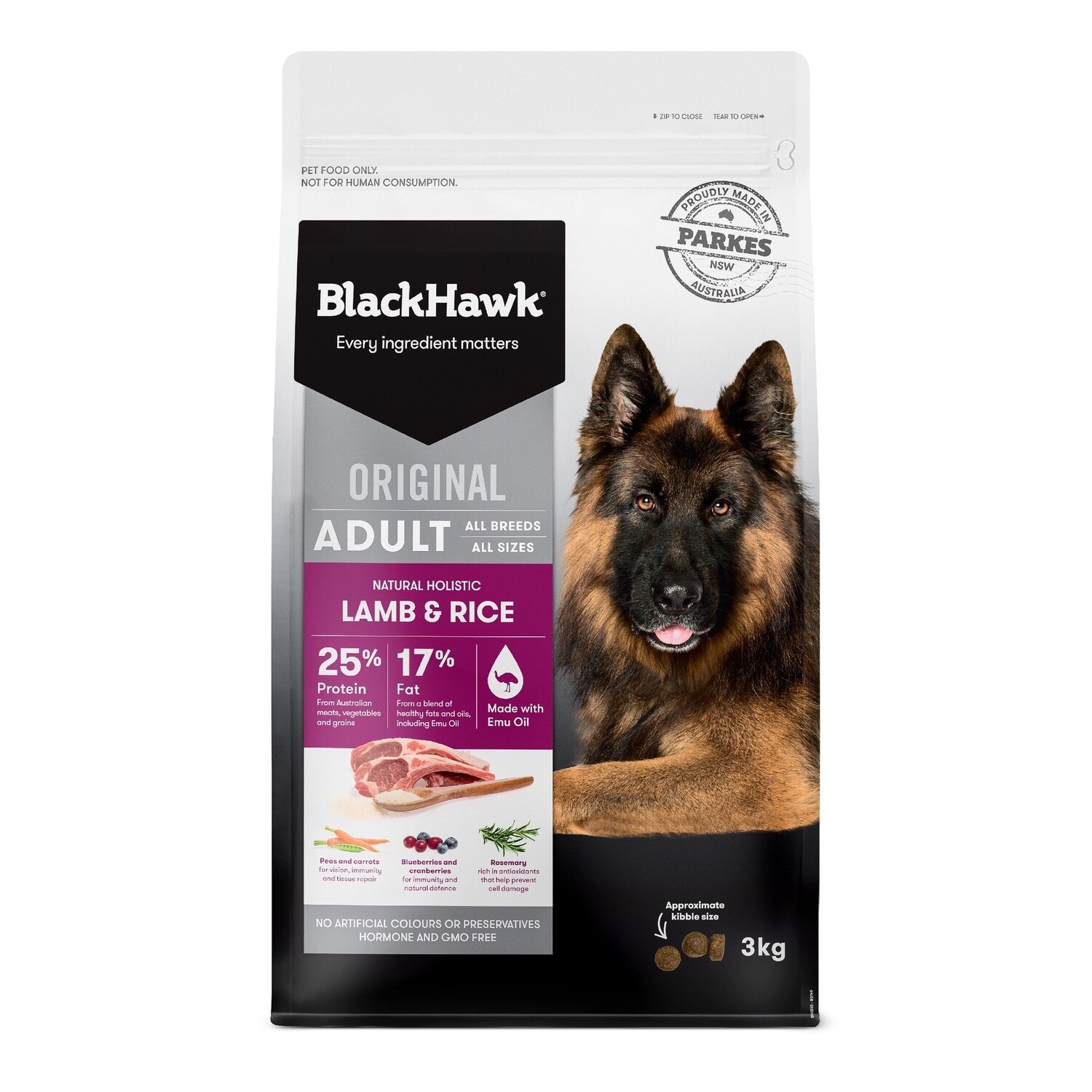 Black Hawk Dry Dog Food Adult Lamb And Rice 3KG
