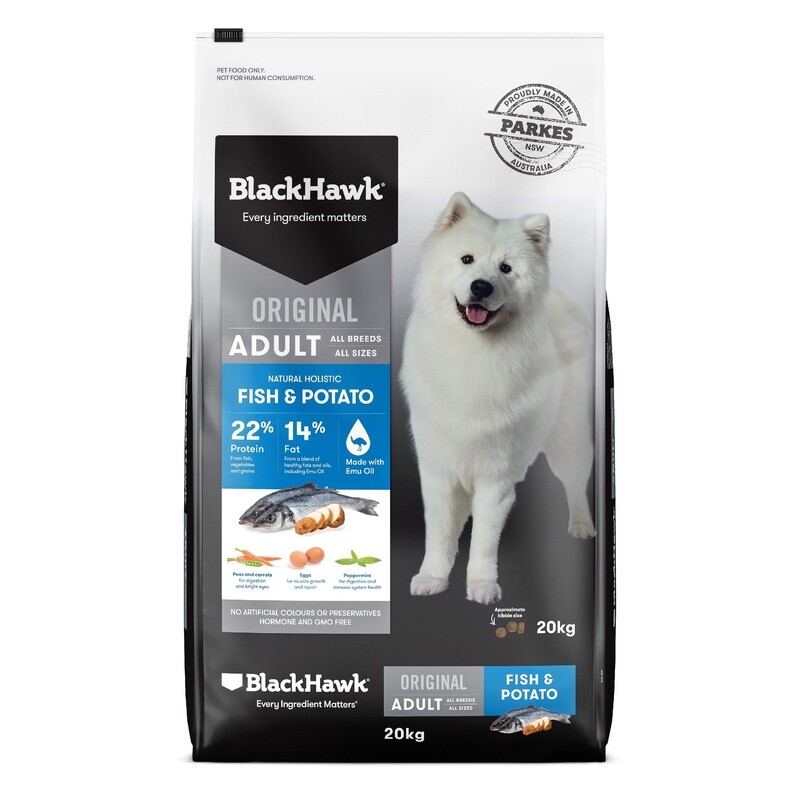 Black HawkDry Dog Food Adult Fish And Potato 20kg
