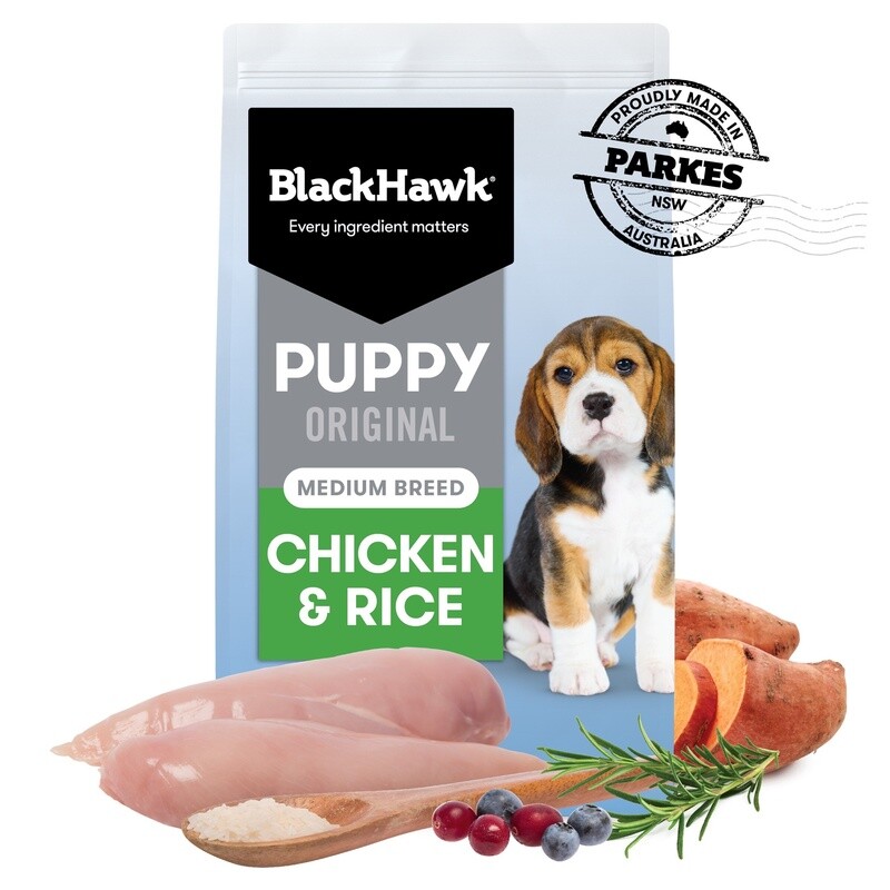 Black Hawk Puppy Medium Breed Chicken &amp; Rice 20Kg