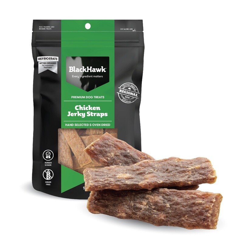 Black Hawk Dog Treats Chicken Jerky Straps 100G