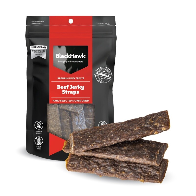 Black Hawk Dog Treats Beef Jerky Straps 100G