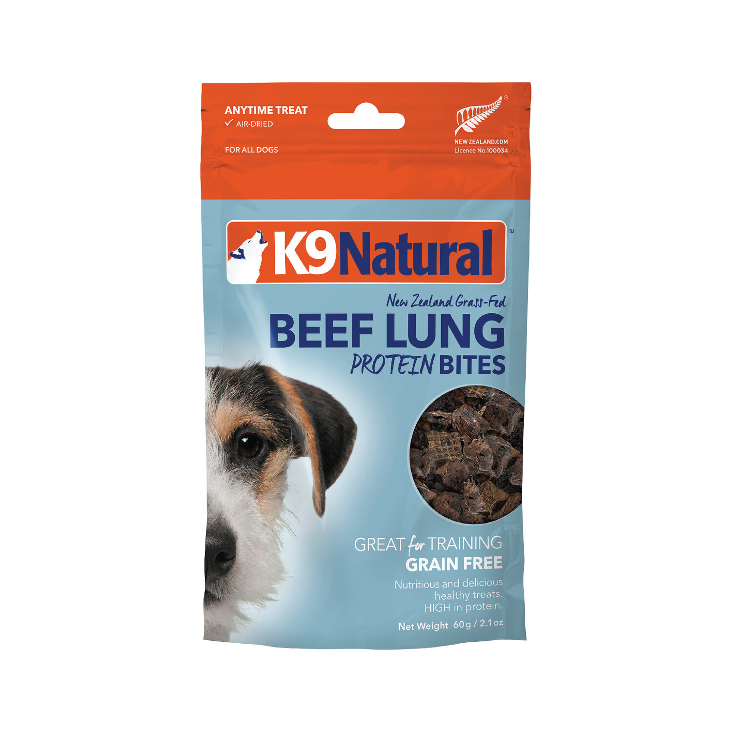 K9 Natural Beef Lung Air Dry Protein Bites 60g Dog Treats