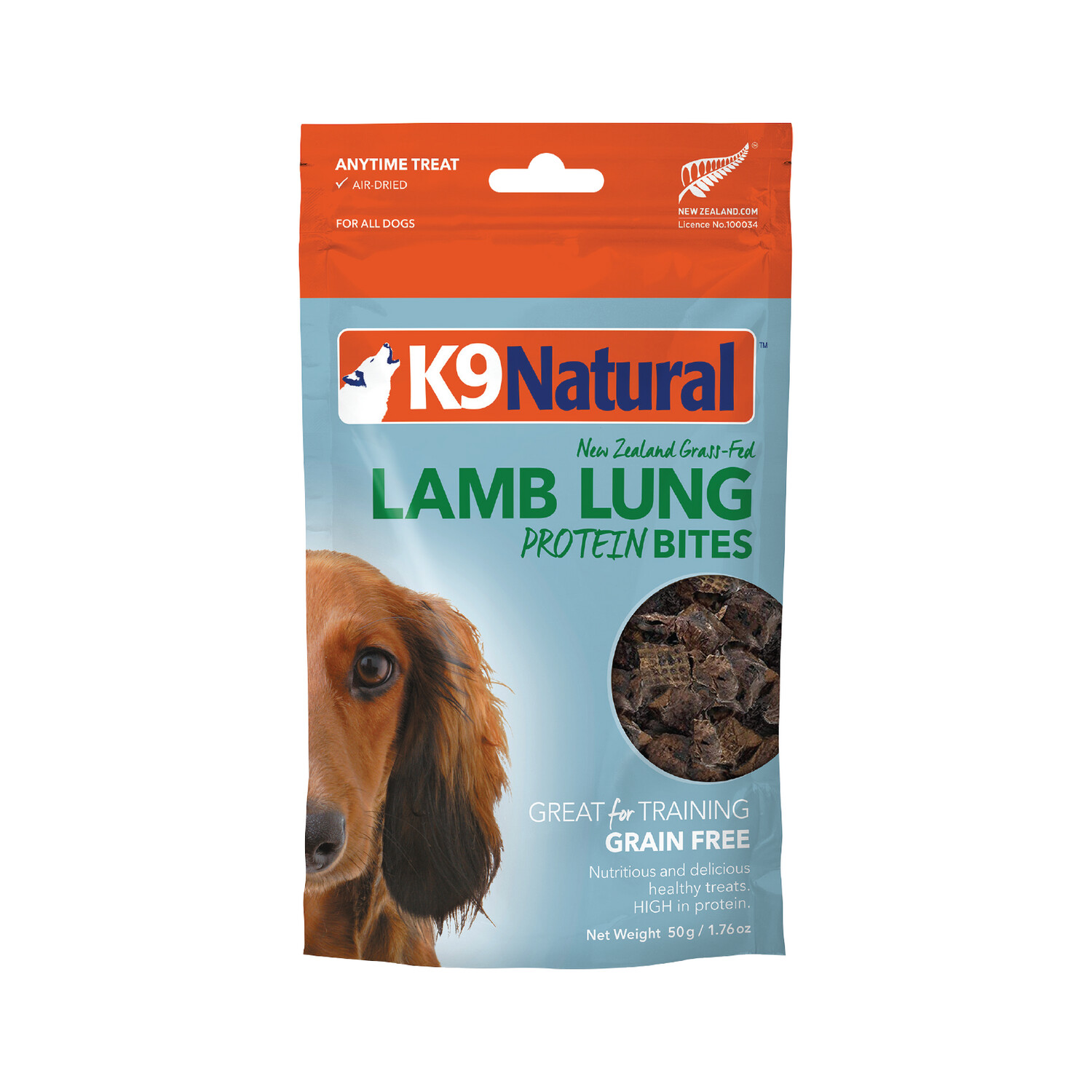 K9 Natural Lamb Lung Air Dry Protein Bites 50g Dog Treats