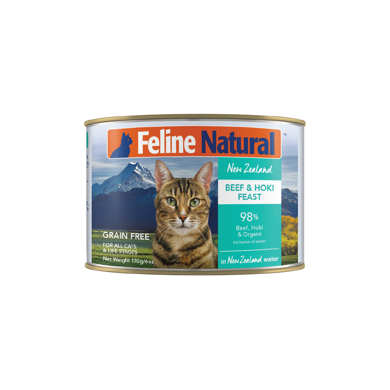 Feline Natural  Beef &amp; Hoki Feast 170g can