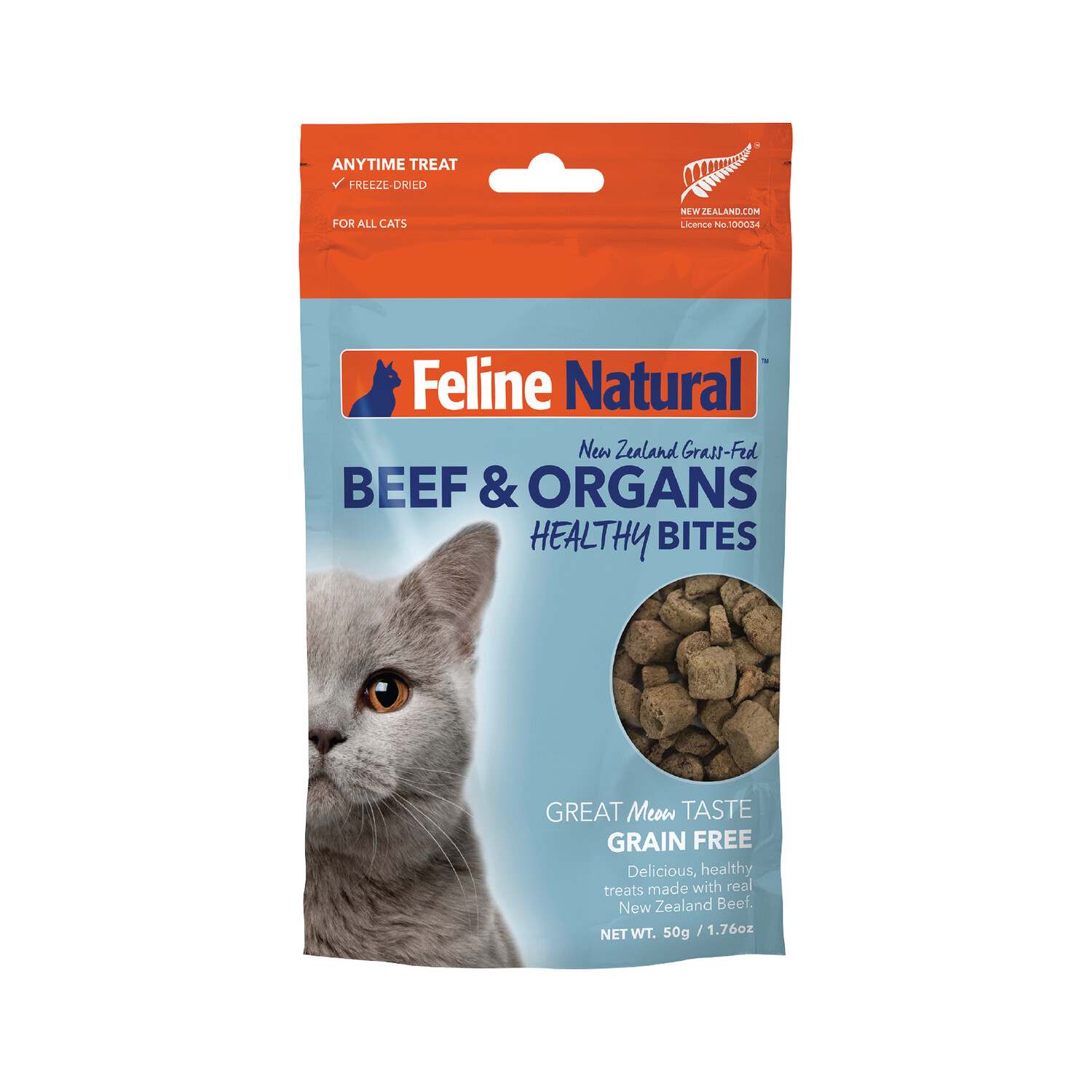 Feline Natural Beef &amp; Organs Healthy Bites 50g Cat Treats
