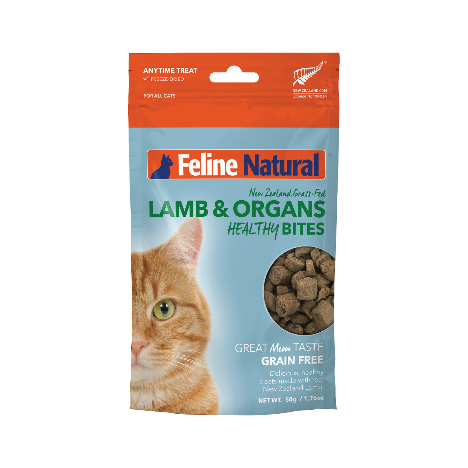 Feline Natural Lamb &amp; Organs Healthy Bites 50g Cat Treats
