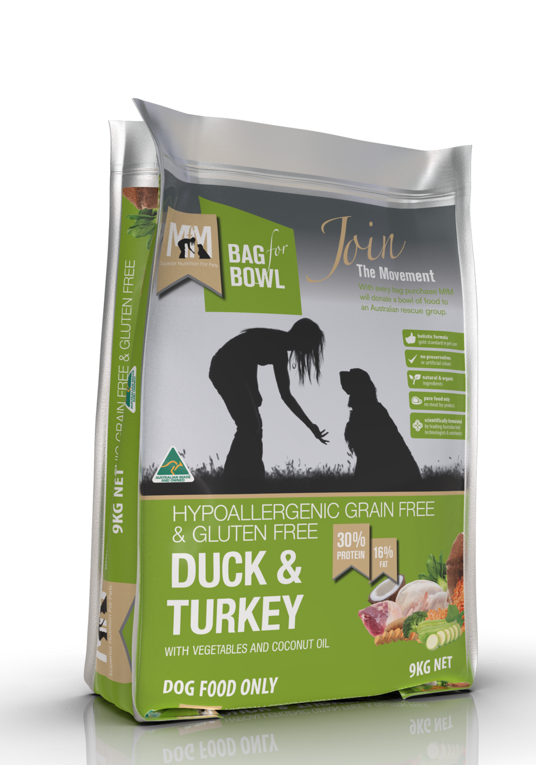 MFM Dog Duck &amp; Turkey Grain &amp; Gluten Free Green 9Kg