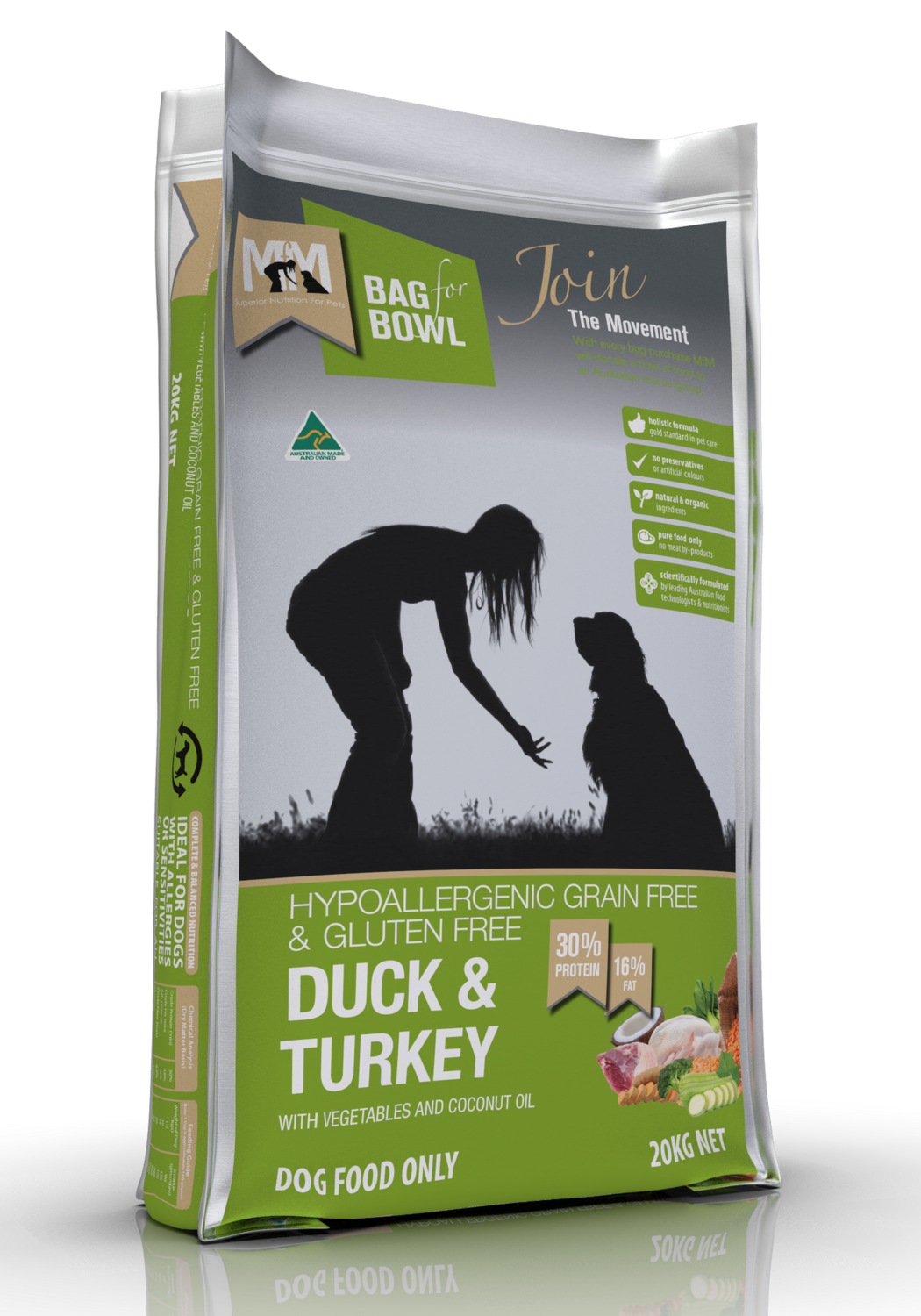 MFM Dog Duck &amp; Turkey Grain &amp; Gluten Free Green 20Kg