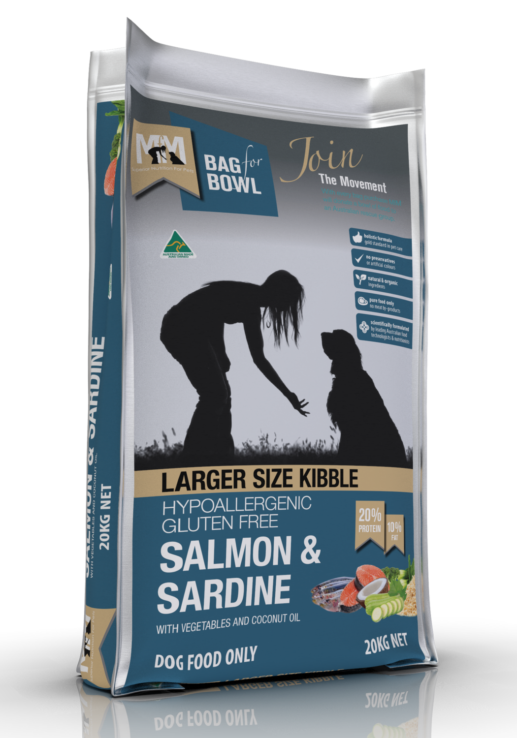 MFM Dog Lg Kibble Slmn &amp; Sardn Gluten Free Dark Blue 20Kg