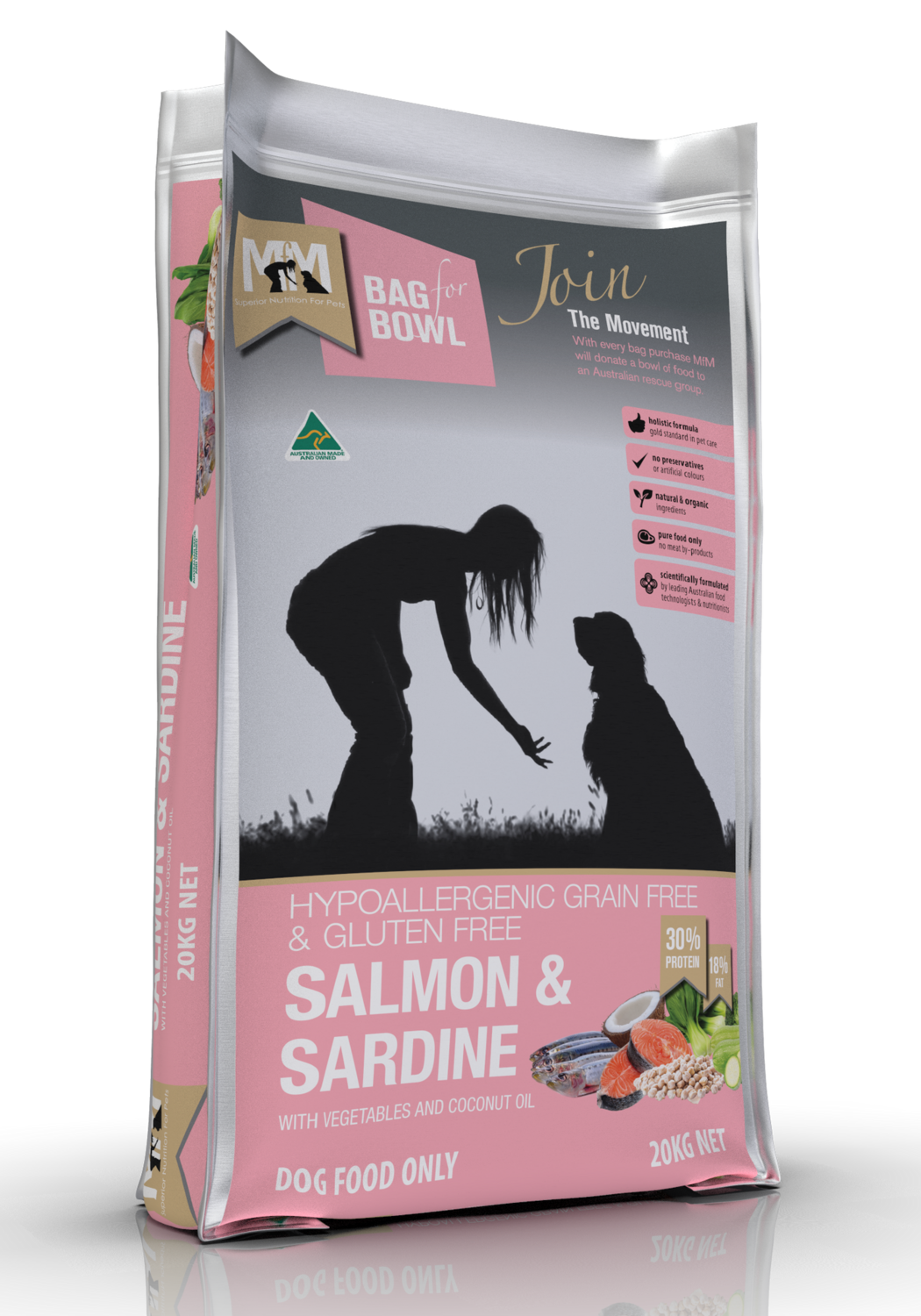 MFM Dog Salmon &amp; Sardine Grain &amp; Gluten Free Pink 20Kg