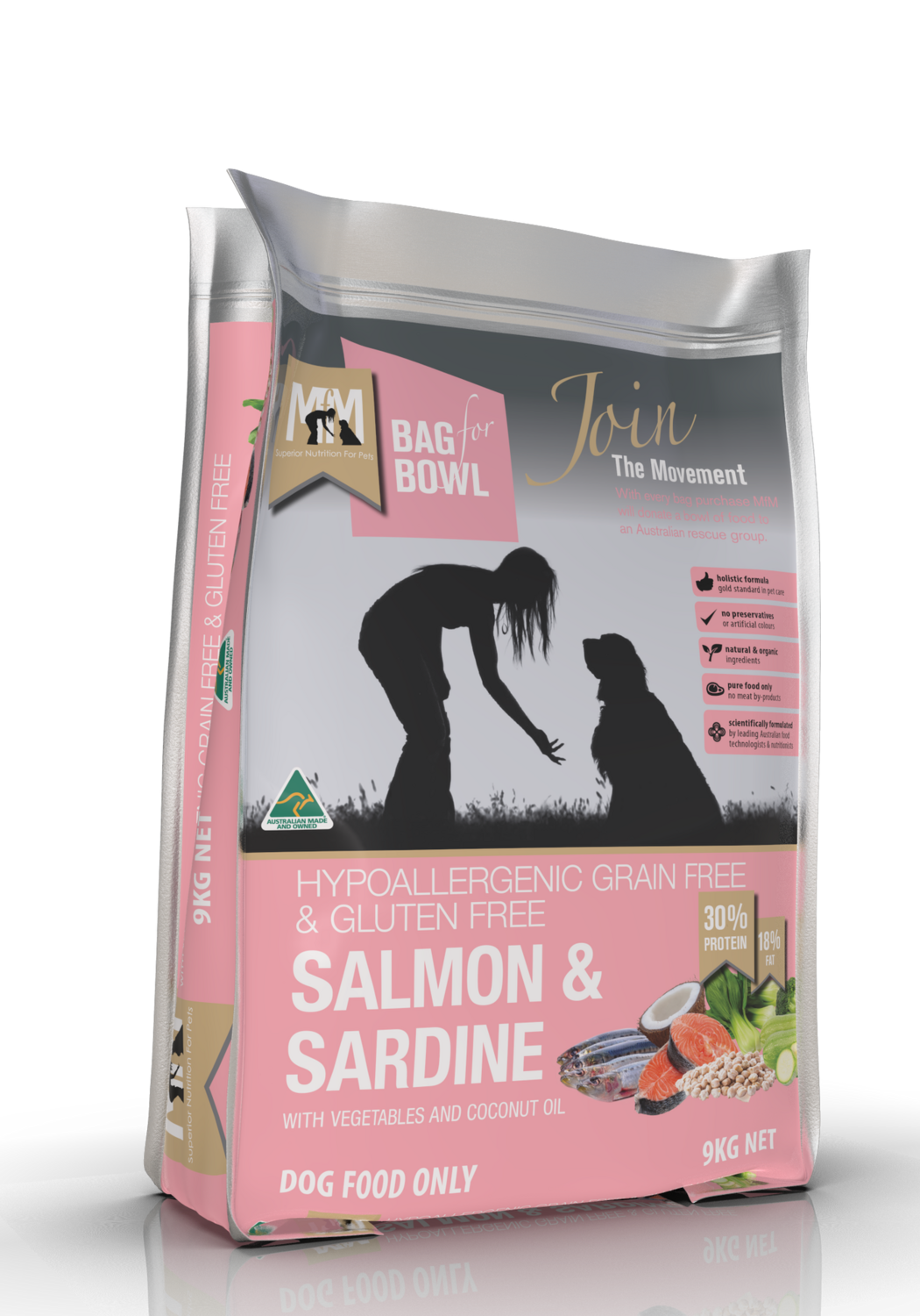 MFM Dog Salmon &amp; Sardine Grain &amp; Gluten Free Pink 9Kg