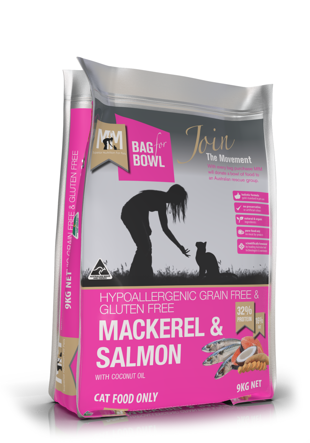 MFM Cat Mackerel &amp; Slmn Grain &amp; Gluten Free Hot Pink 9Kg
