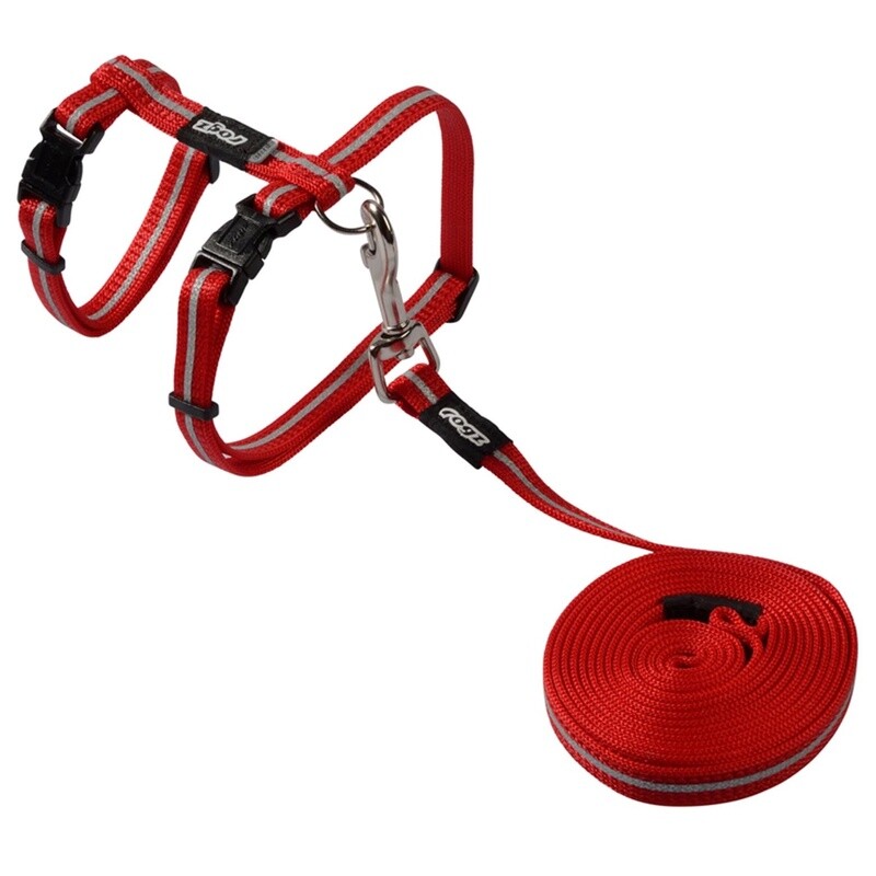 Rogz Alleycat Harness &amp; Lead Set Red Sml