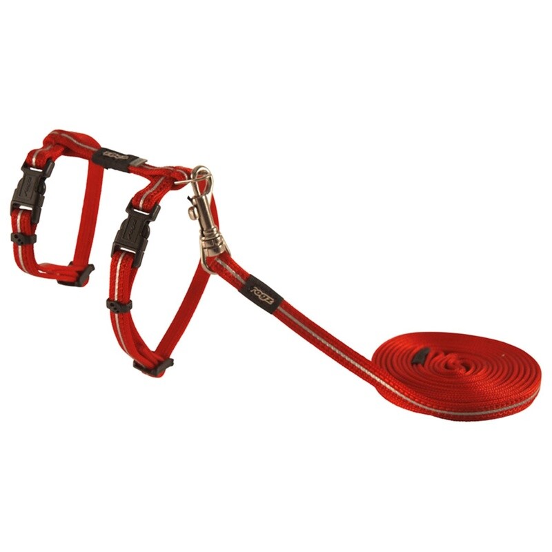 Rogz Alleycat Harness &amp; Lead Set Red Xsml
