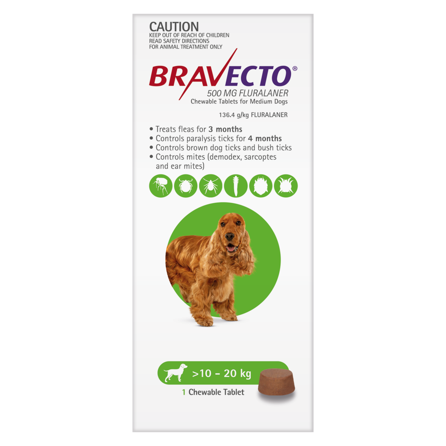 Bravecto Dog 10-20kg Green