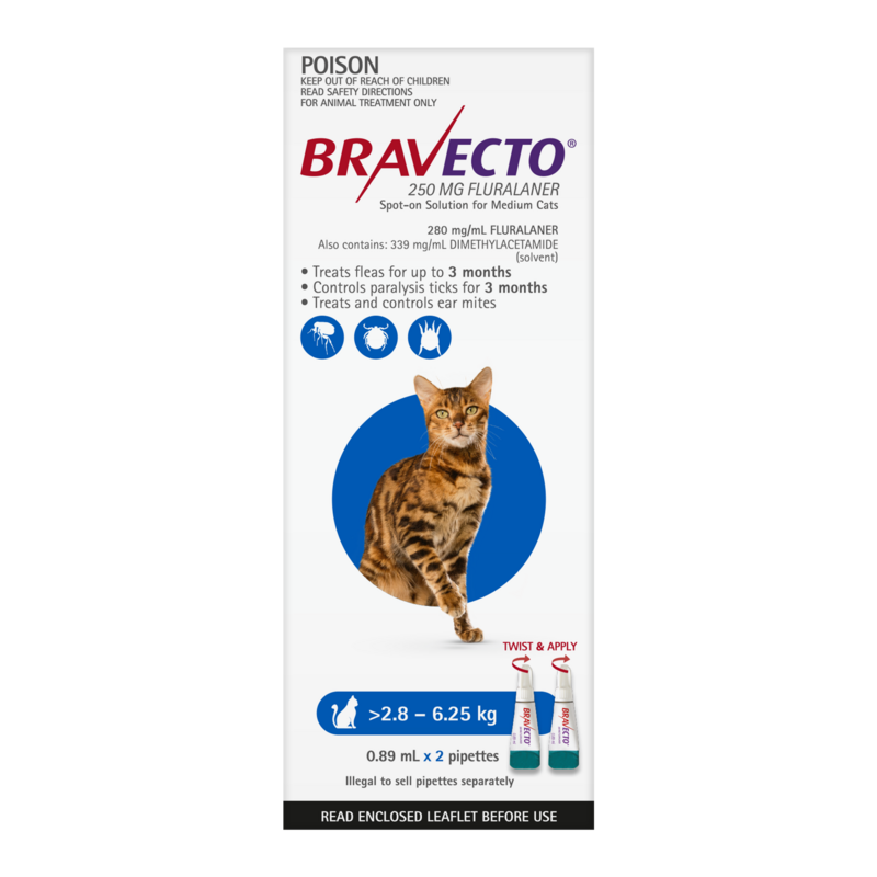 Bravecto Cat Spot On 2.8-6.25kg Blue