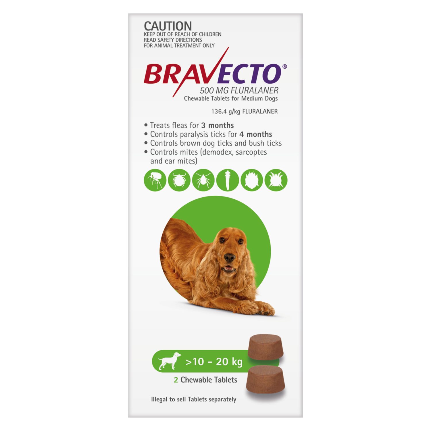 Bravecto Dog 10-20kg Green 2PK