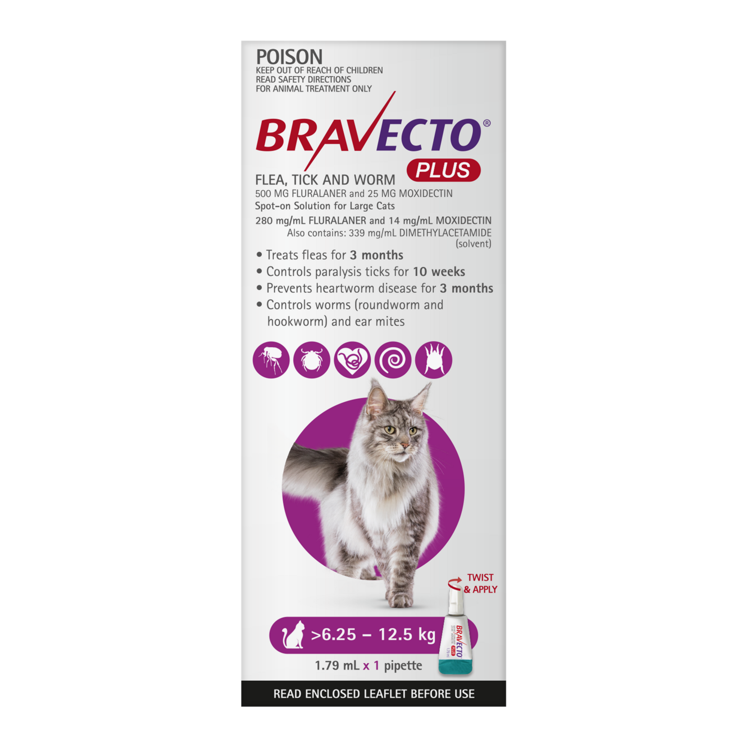 Bravecto Plus Cat Large 6.25-12.5kg