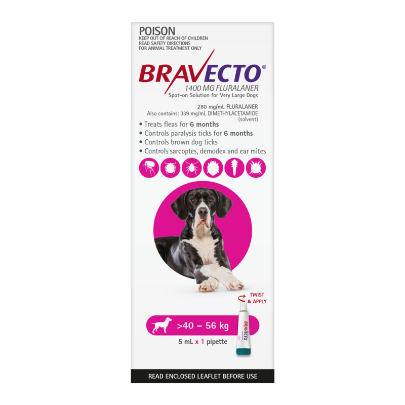 Bravecto Spot On Dog 40-56kg Pink