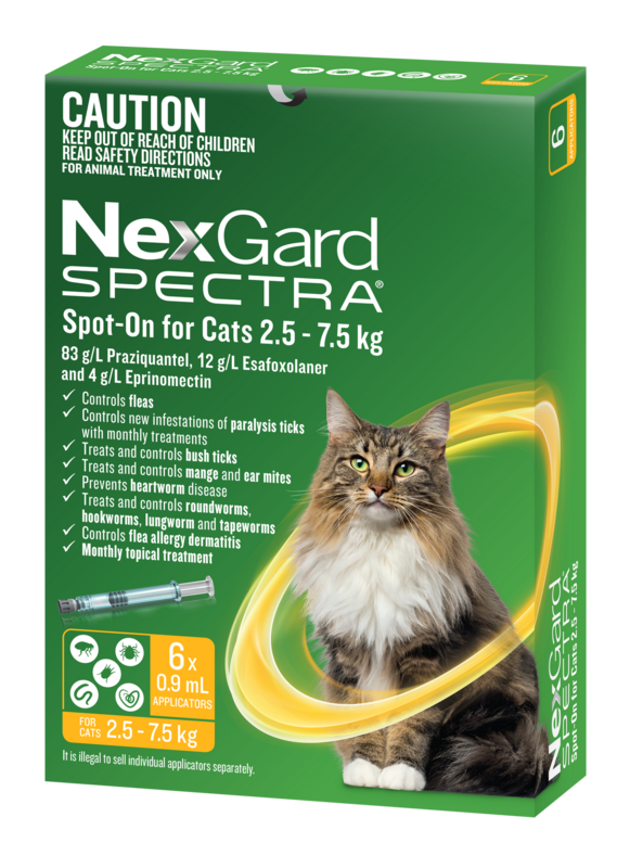 NexGard Spectra Spot On For Cats 2.5-7.5kg 6 PK