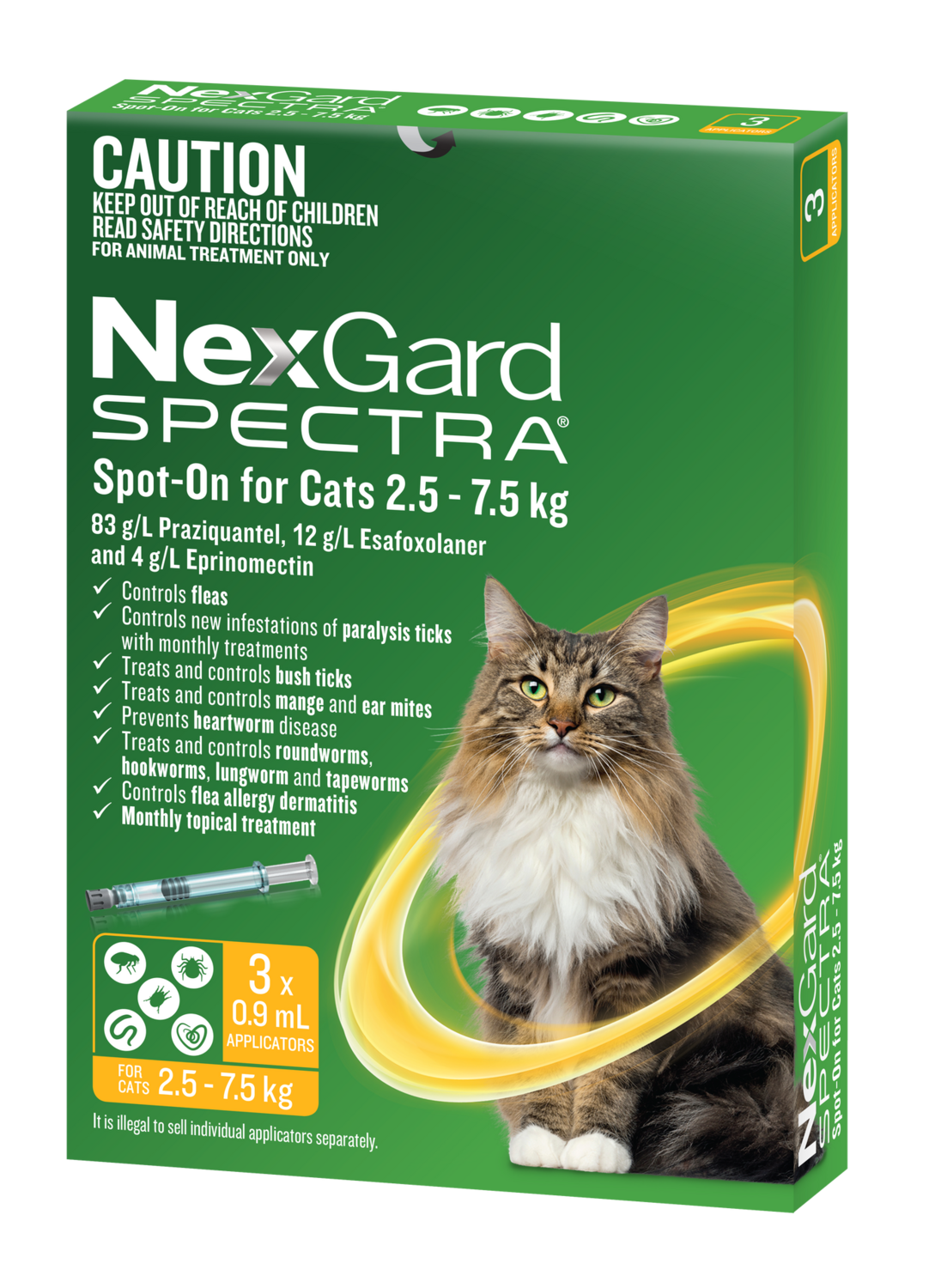 NexGard Spectra Spot on For Cats 2.5-7.5kg 3 PK