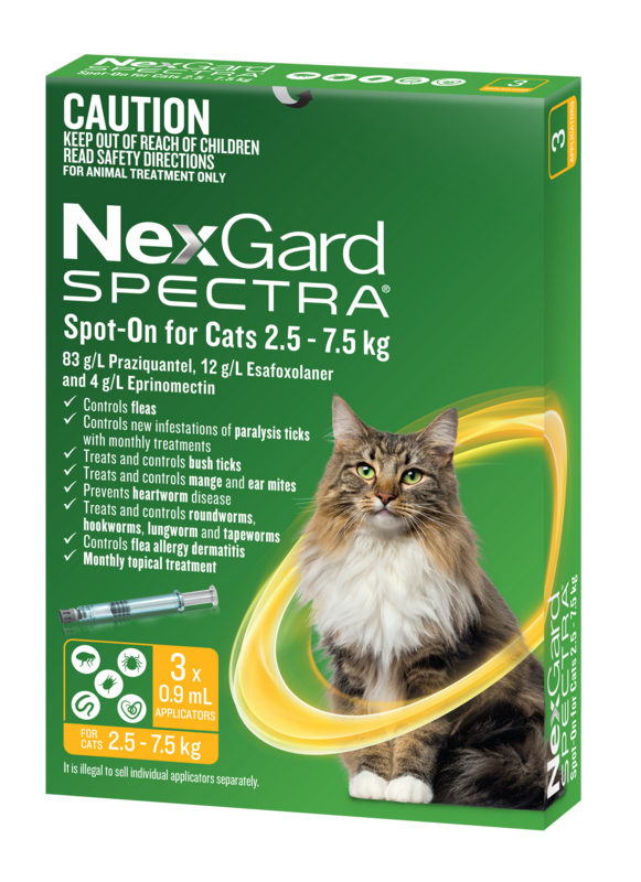 NexGard Spectra Spot on For Cats 2.5-7.5kg 3 PK