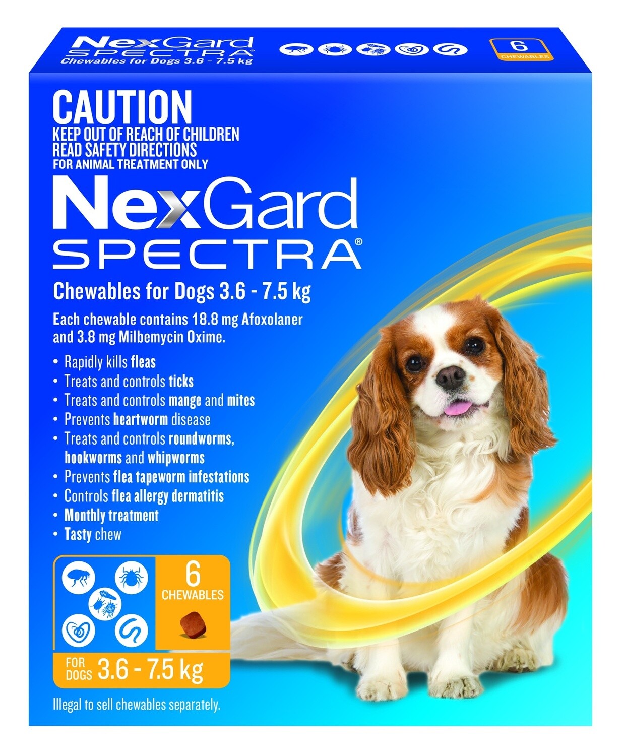 NexGard Spectra Dog 3.6-7.5Kg 6 PK