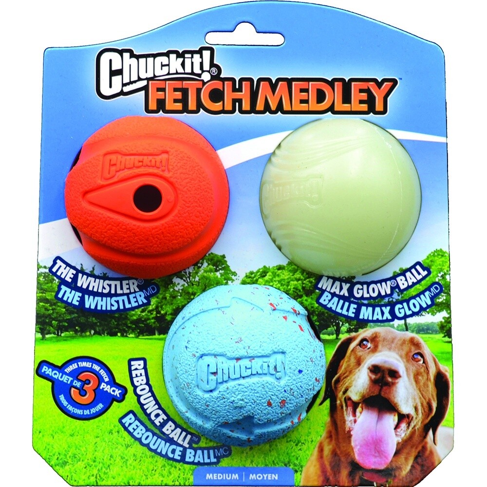 Chuckit! FETCH MEDLEY BALLS GEN1 Medium 6cm - 3pk