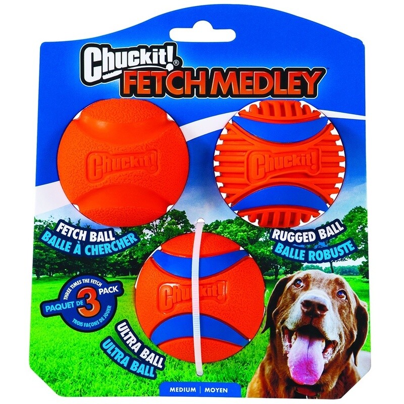 Chuckit! FETCH MEDLEY BALLS GEN3 Medium 6cm - 3pk