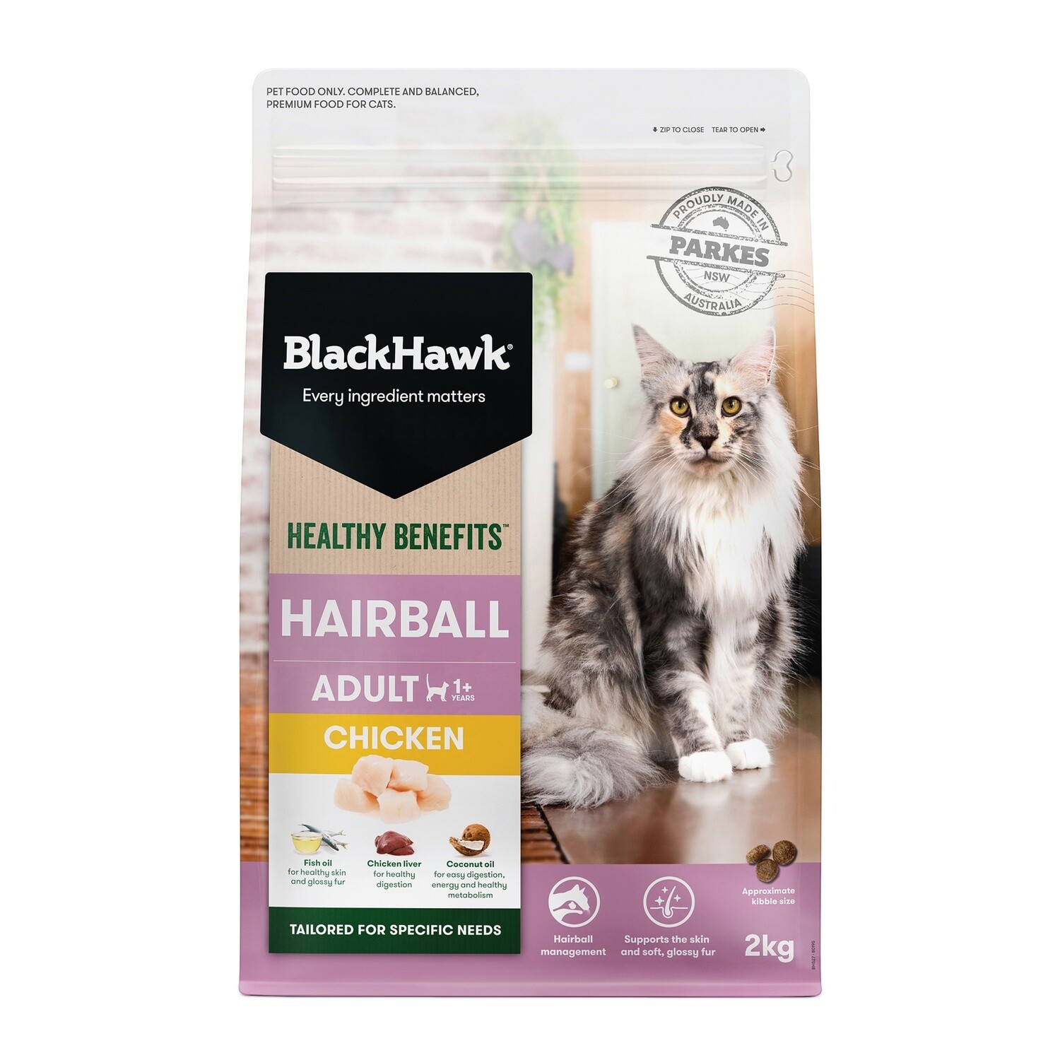 Black Hawk Cat Healthy Benefits Hairball Chicken Cat Food 2Kg