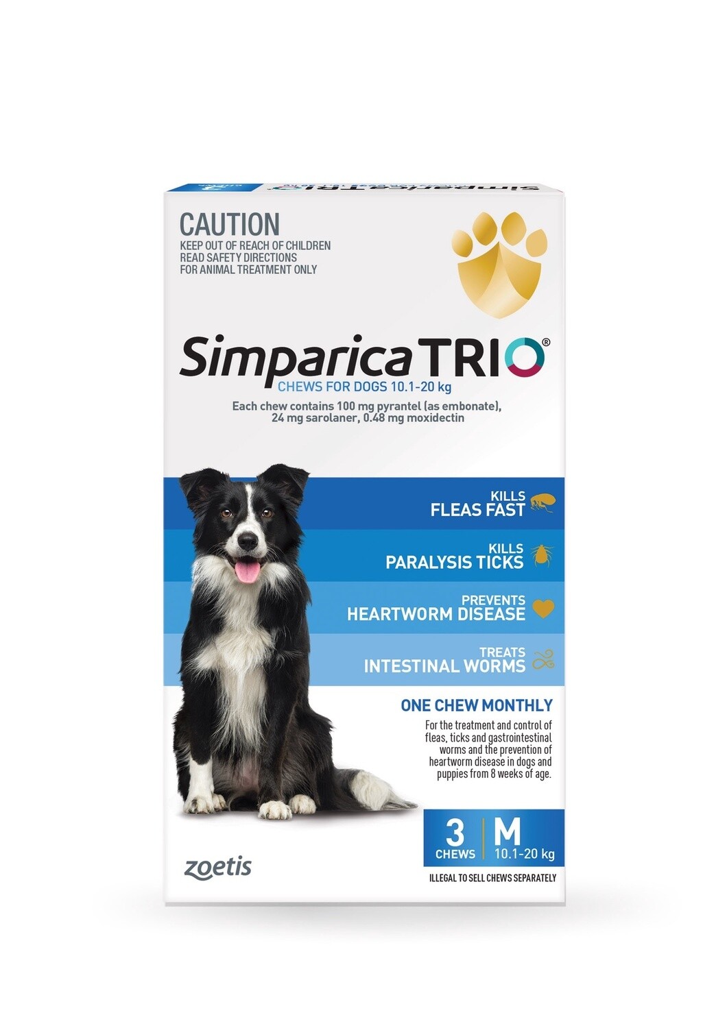 Simparica Trio 10.1-20kg (Blue) 3 Pack