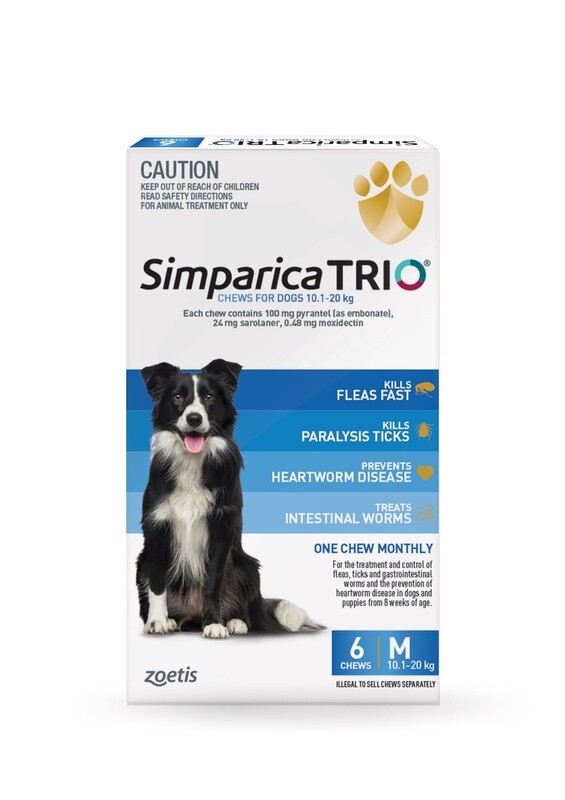 Simparica Trio 10.1-20kg (Blue) 6 Pack