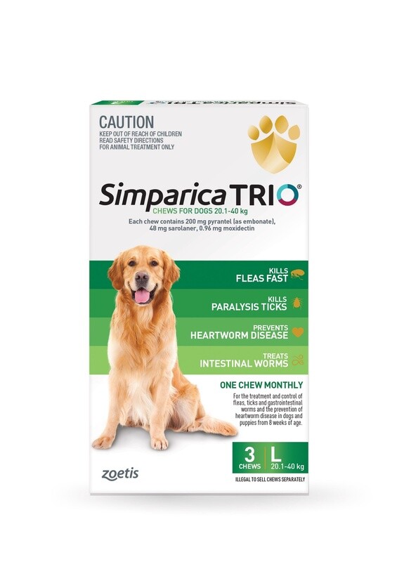 Simparica Trio 20.1-40kg (Green) 3 Pack