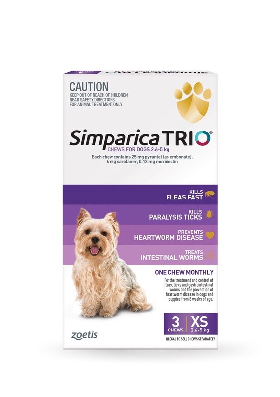 Simparica Trio 2.6-5kg (Purple) 3 Pack