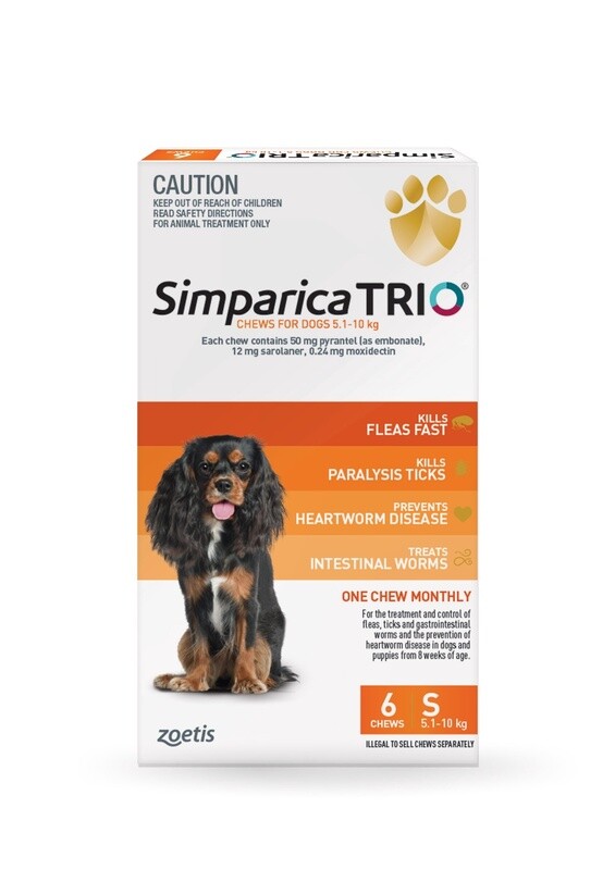 Simparica Trio 5.1-10kg (Orange) 6 Pack