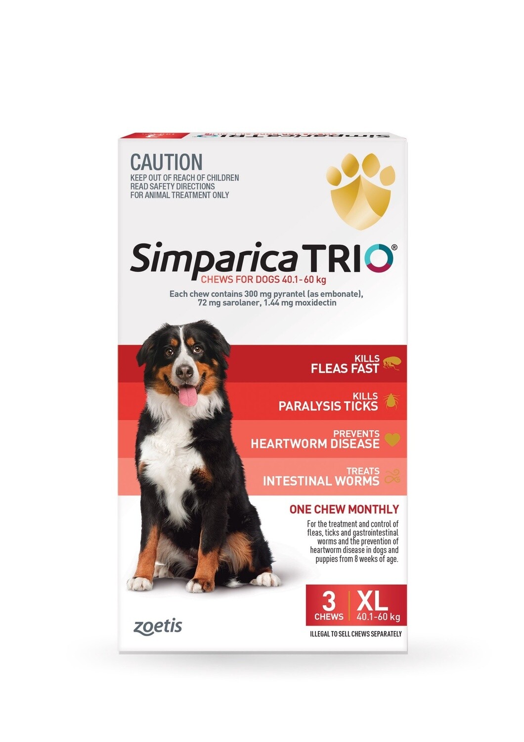 Simparica Trio 40.1-60kg (Red) 3 Pack