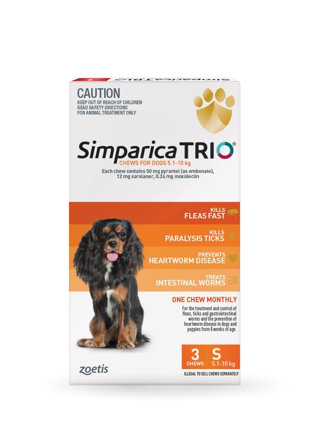 Simparica Trio 5.1-10kg (Orange) 3 Pack