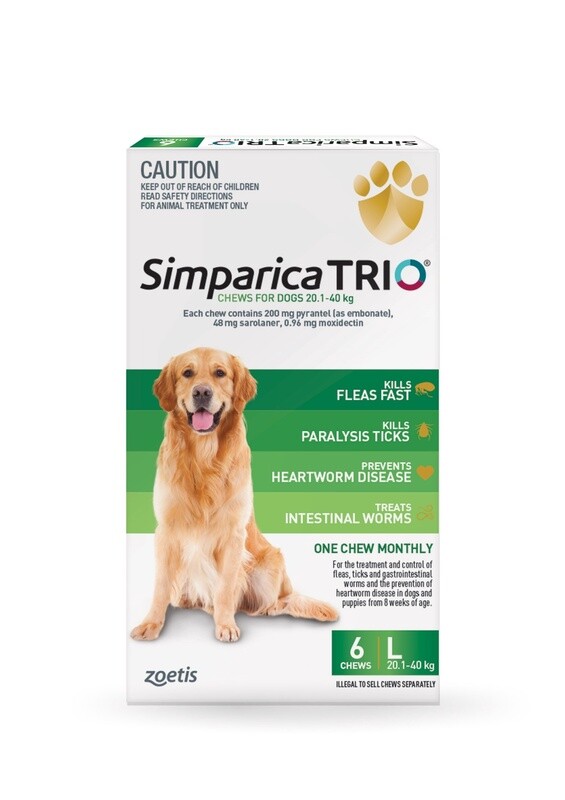 Simparica Trio 20.1-40kg (Green) 6 Pack