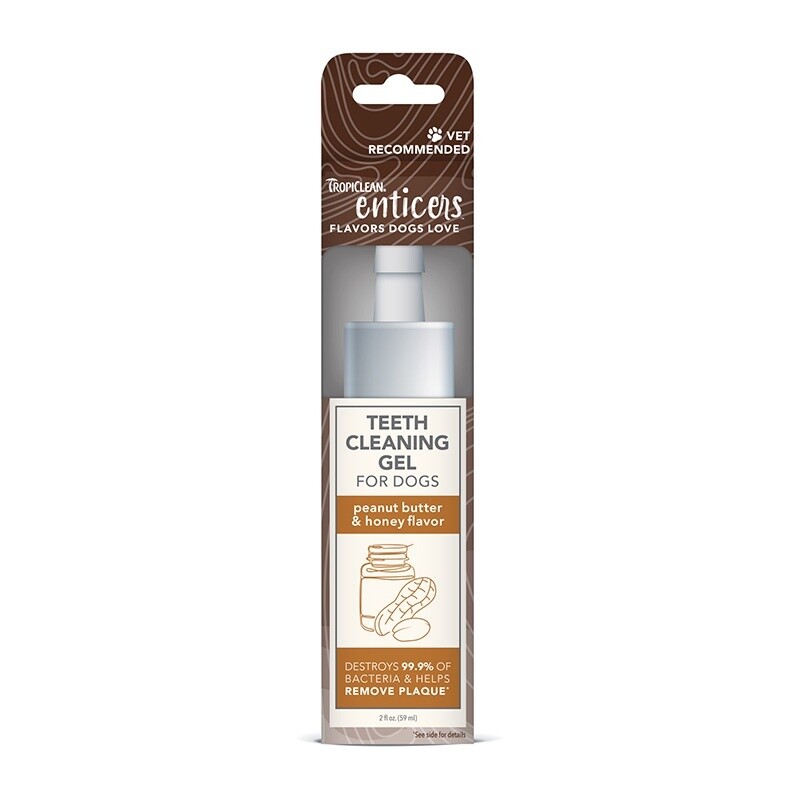 Tropiclean Enticers Teeth Cleaning Gel Peanut Butter &amp; Honey 59mL