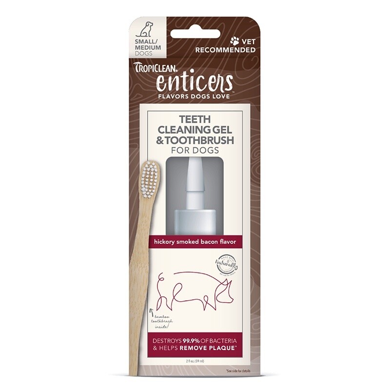 Tropiclean Enticers Teeth Cleaning Kit Hickory Smoked Bacon Small/Medium