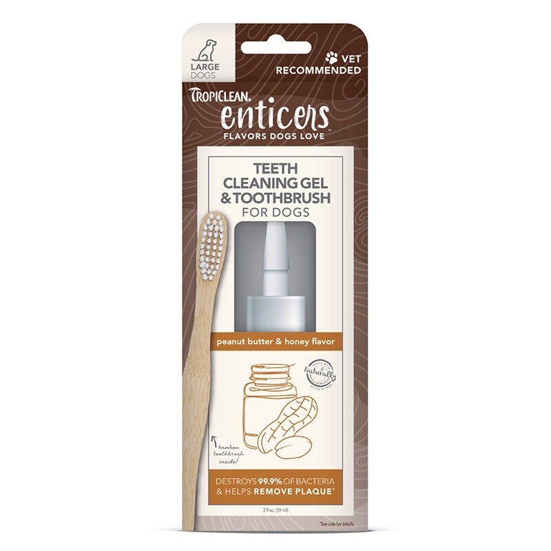 Tropiclean Enticers Teeth Cleaning Kit Peanut Butter &amp; Honey Large