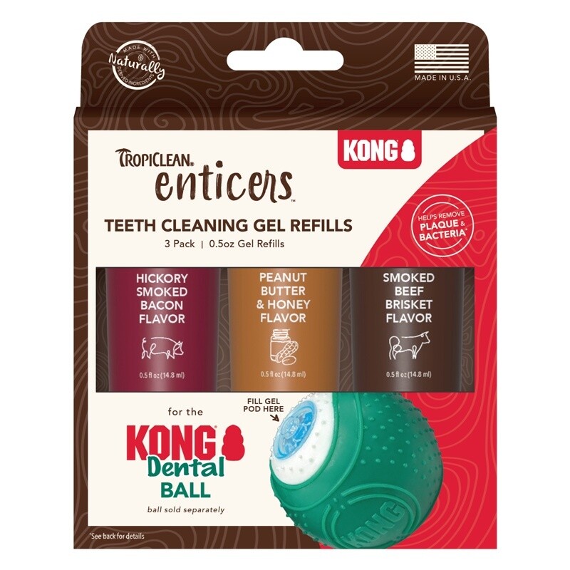 TropiClean Enticers Teeth Cleaning Gel Refills for Kong Dental Ball 3pk