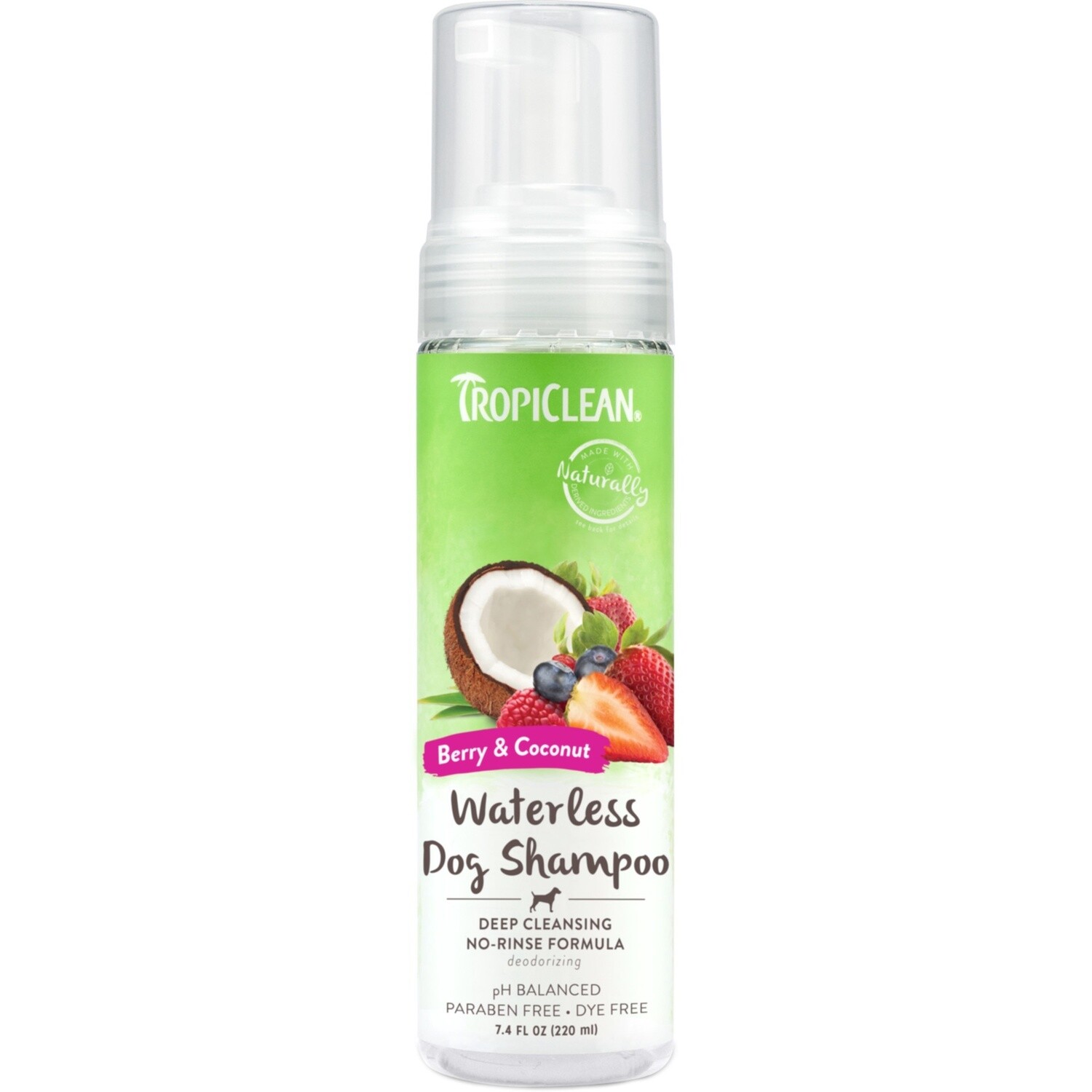 TropiClean Waterless Deep Cleansing Berry &amp; Coconut Dog Shampoo 220ml