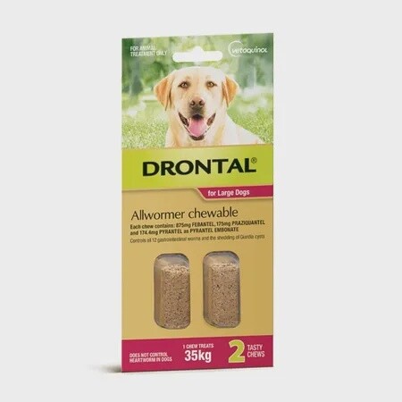 Drontal All Wormer For Large Dogs 35Kg 2 Chewables
