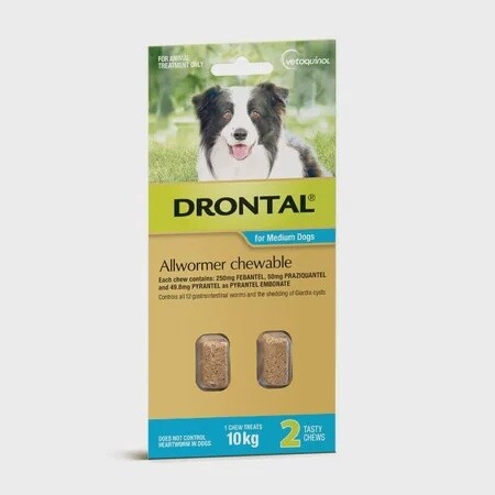 Drontal All Wormer For Medium Dogs 10Kg 2 Chewables