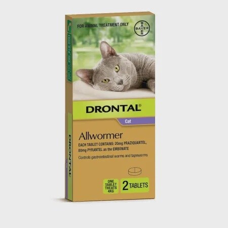 Drontal Cat Allwormer 4Kg  2 Tablets
