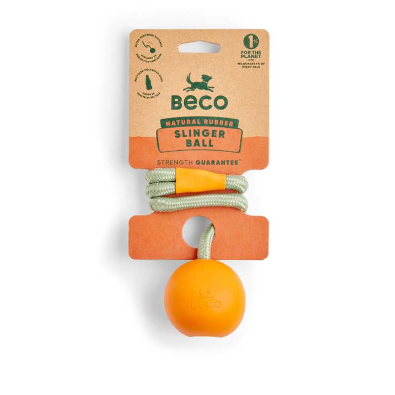 Beco Rubber Slinger Ball for Fetch Orange