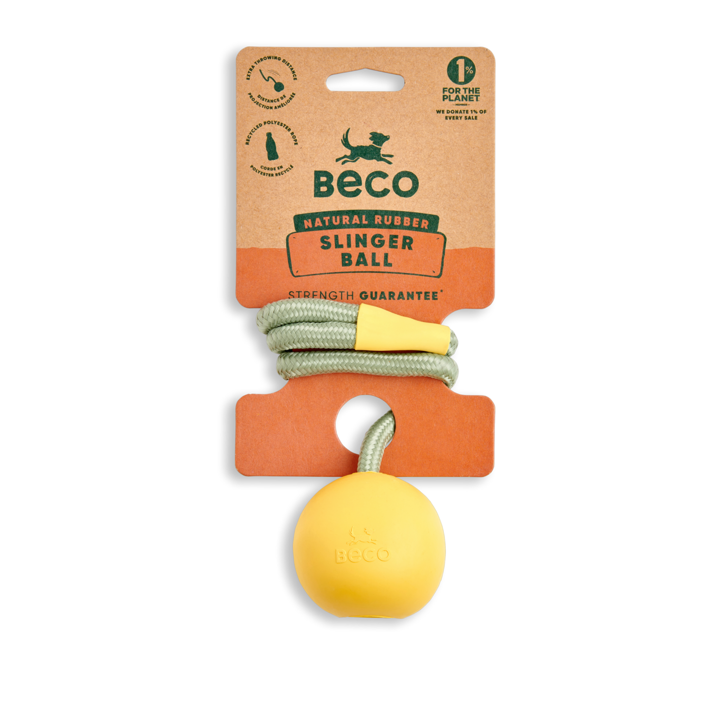 Beco Rubber Slinger Ball for Fetch Yellow