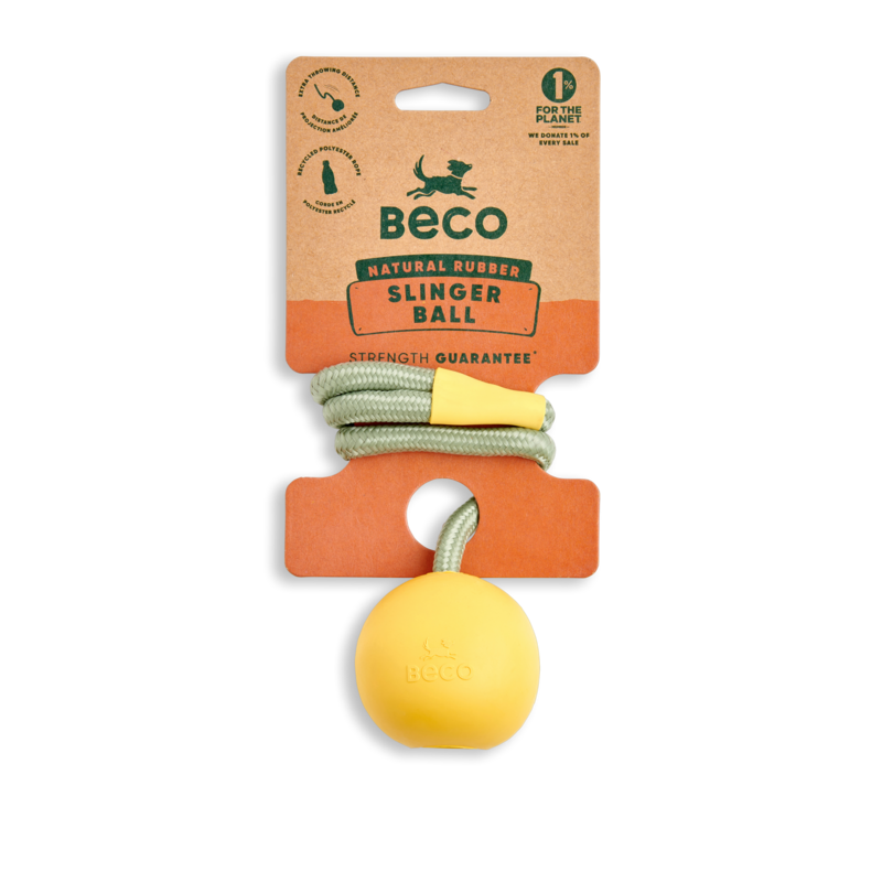 Beco Rubber Slinger Ball for Fetch Yellow