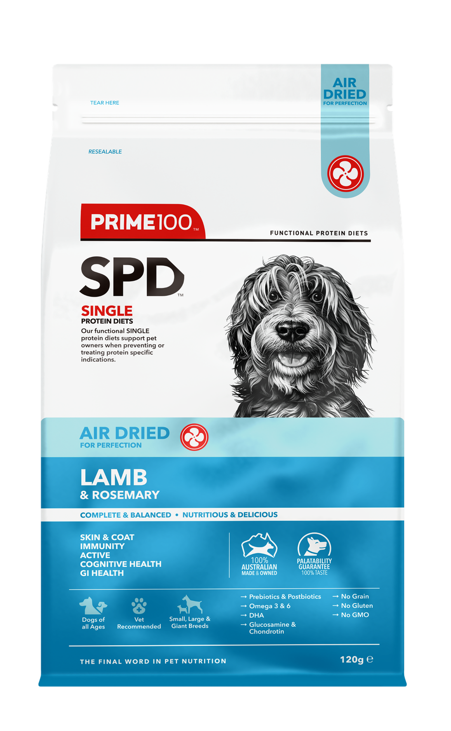 Prime100 SPD Air Lamb &amp; Rosemary Dog Food 120g